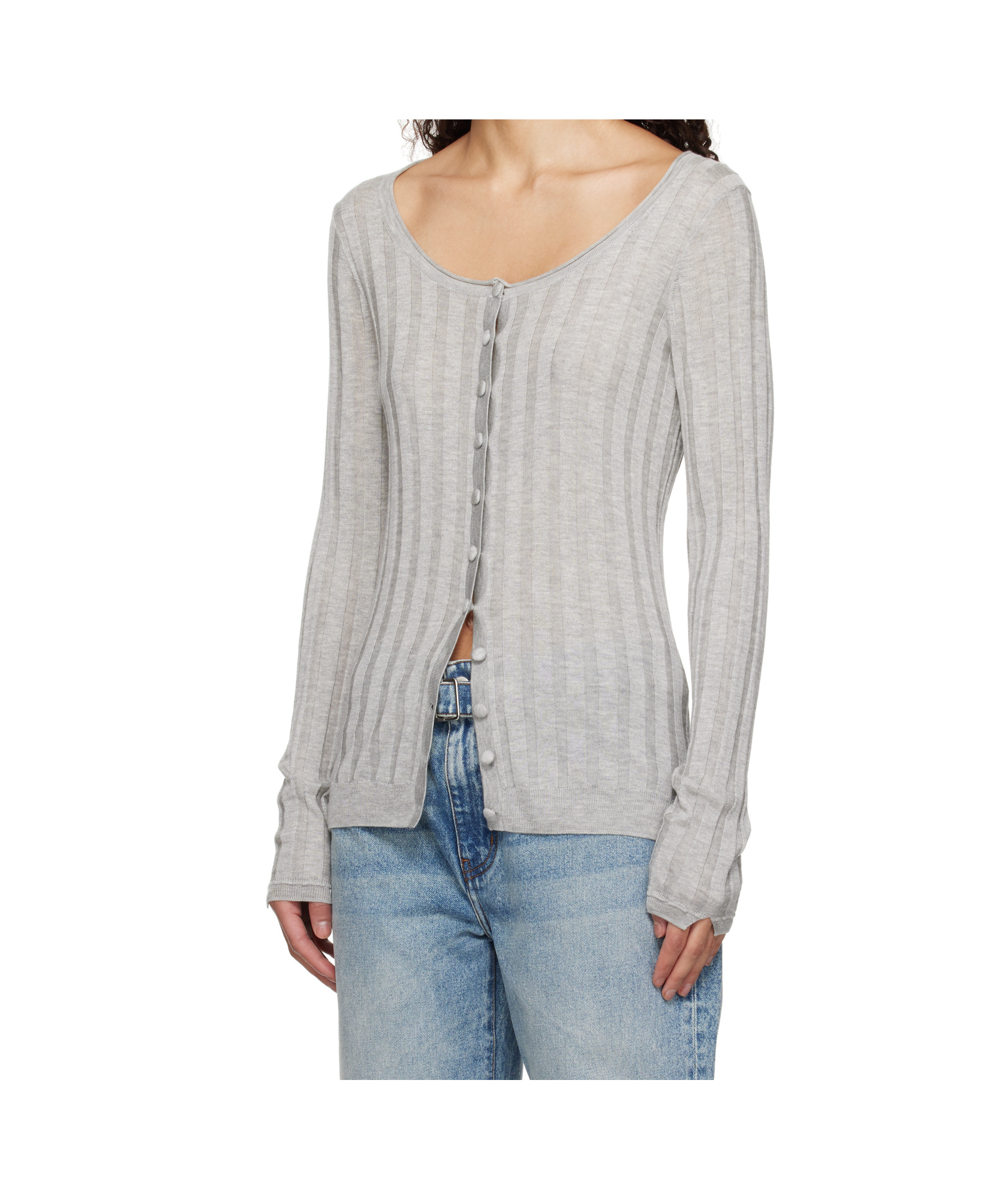 Shop Proenza Schouler Gray White Label Hattie Cardigan