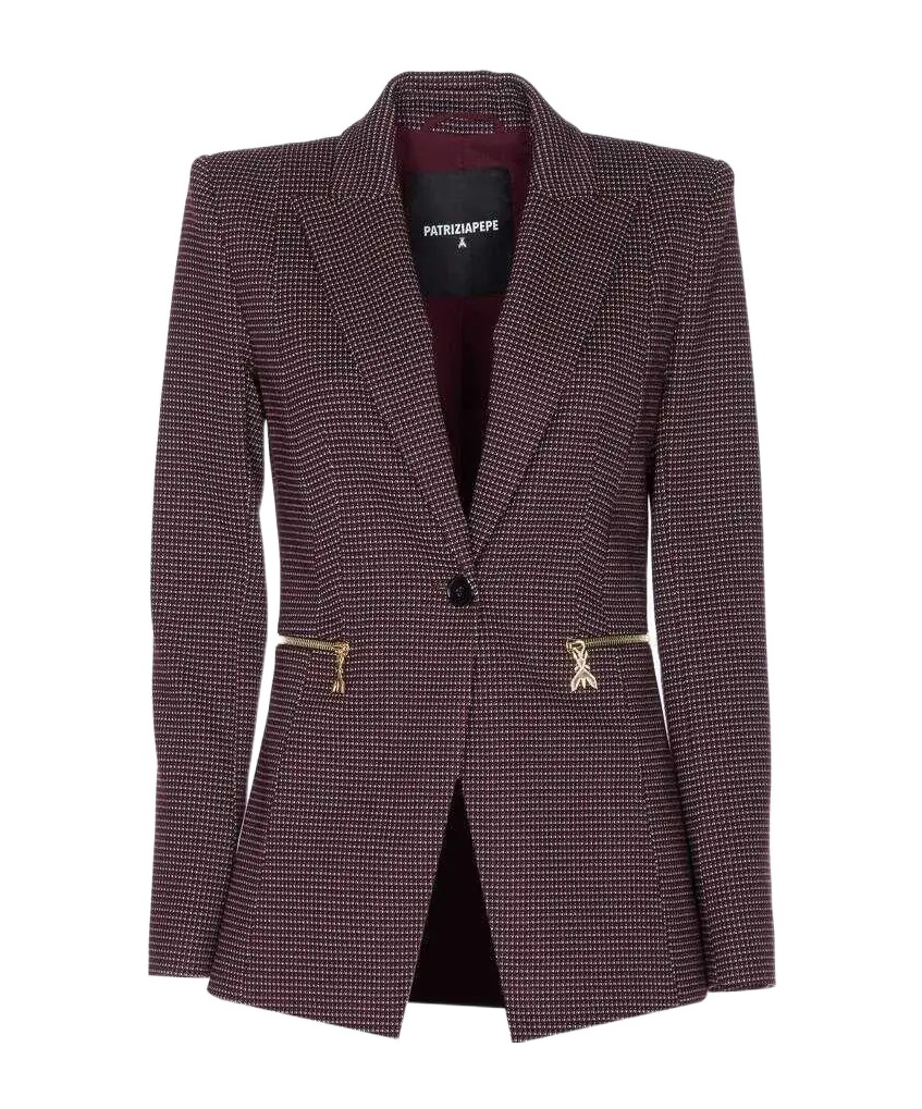 Patrizia Pepe Zipped Plaid Blazer In Pink