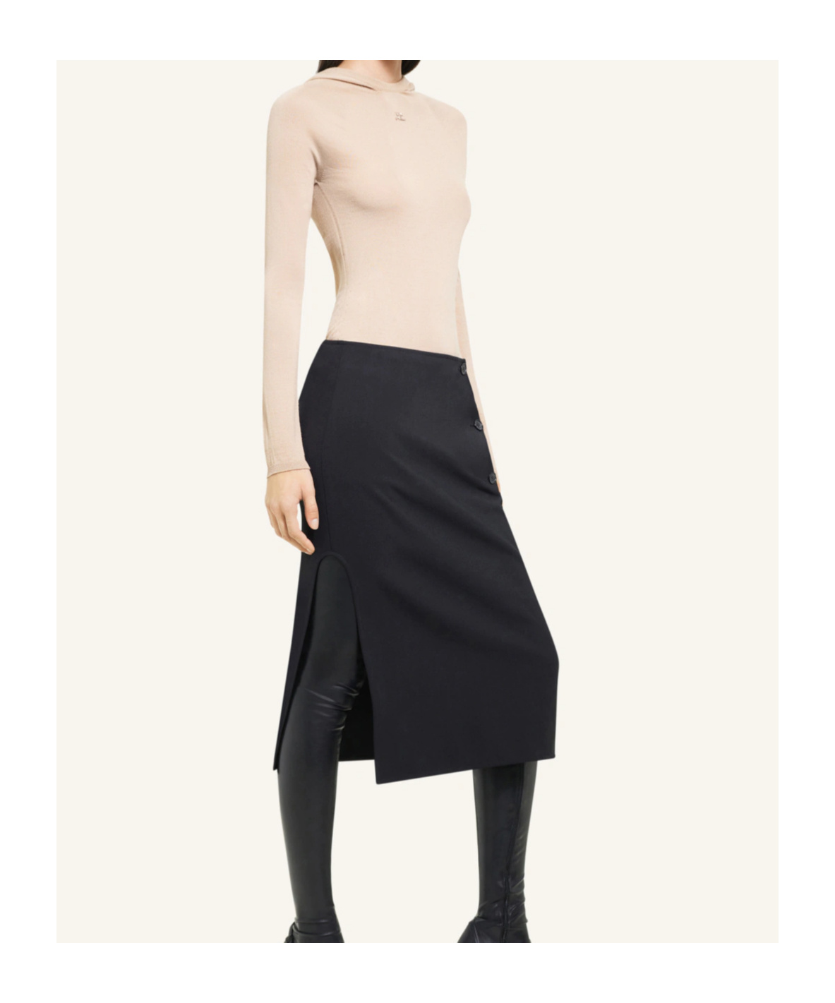 Shop Courrèges Hooded Knitted Top In Nude