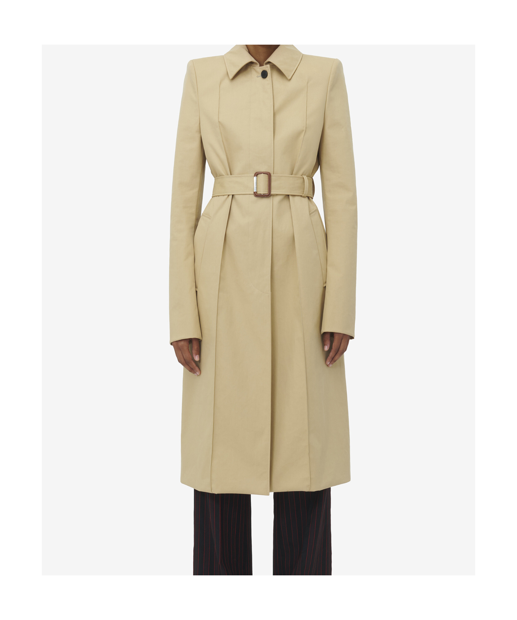 Alexander Mcqueen Belted Trench Coat In Nude
