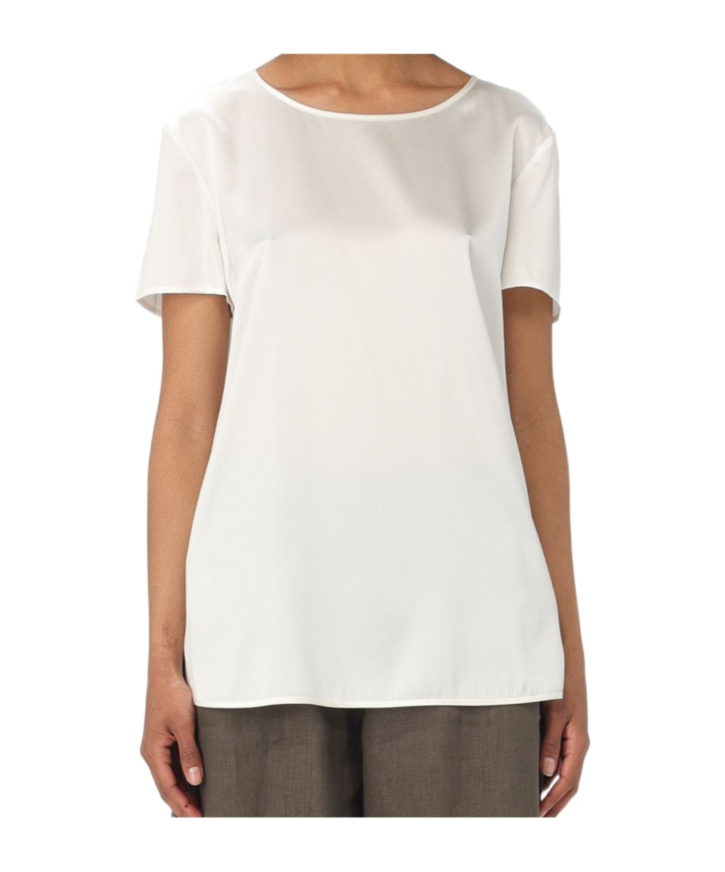 Max Mara Dida Satin T-shirt In White