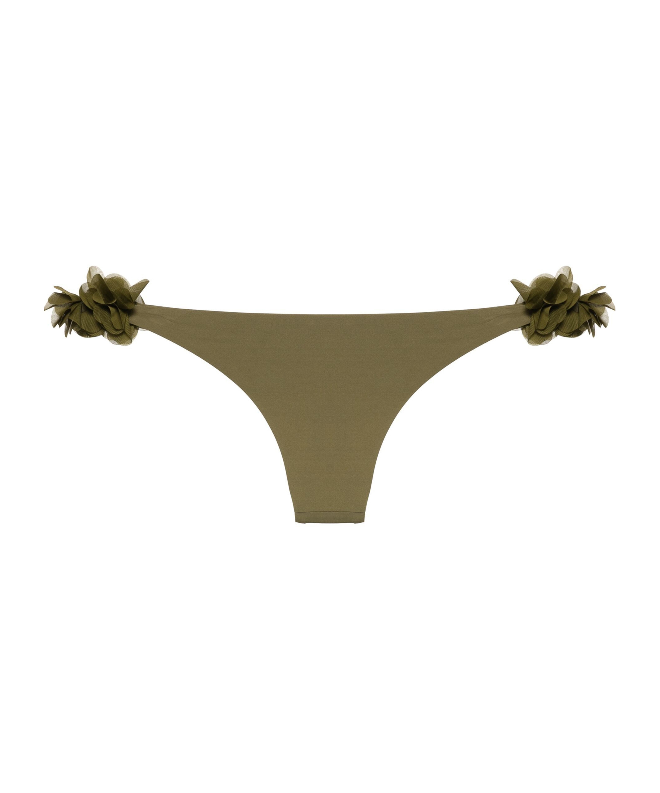 La Reveche Rasha Floral-appliqué Bikini Bottom In Green