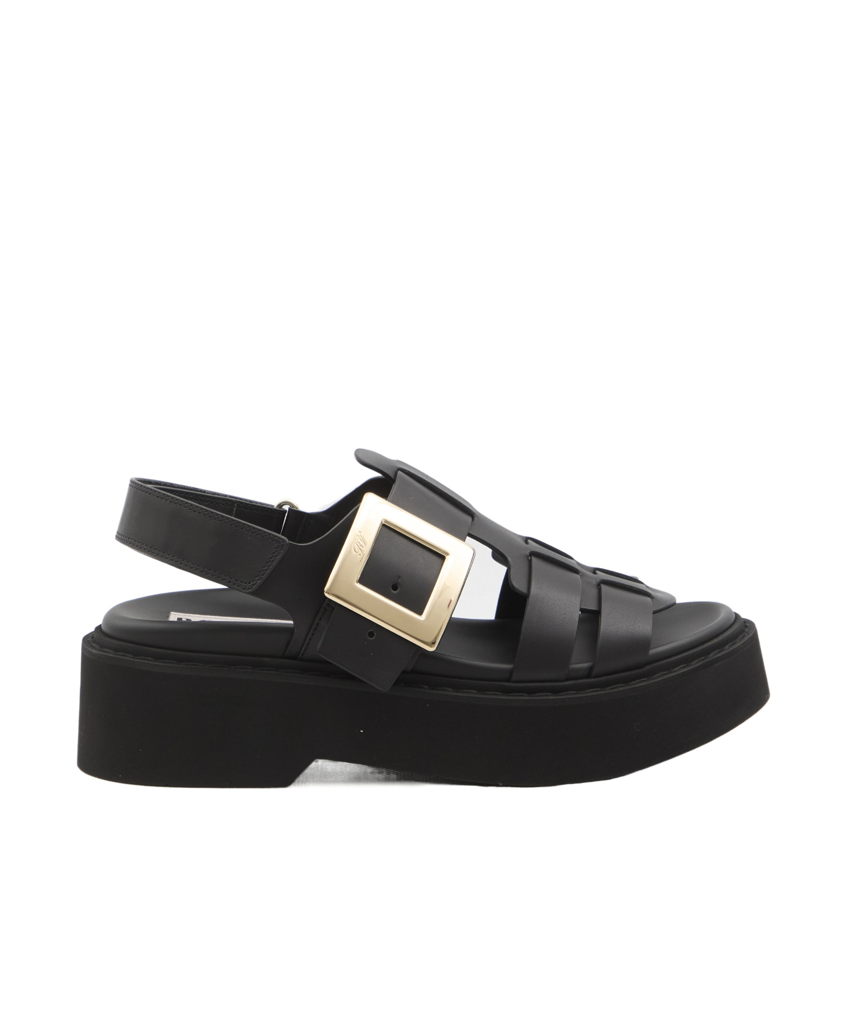 Roger Vivier Viv Rangers Buckled Flat Sandals In Black