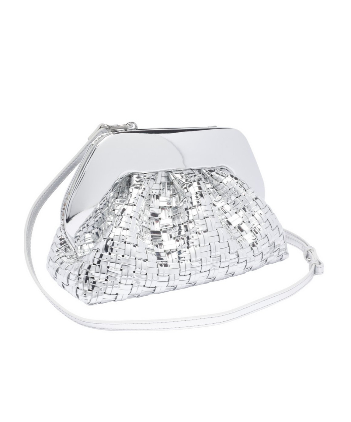 Themoirè Tia Weaved Laminated Shoulder Bag In White