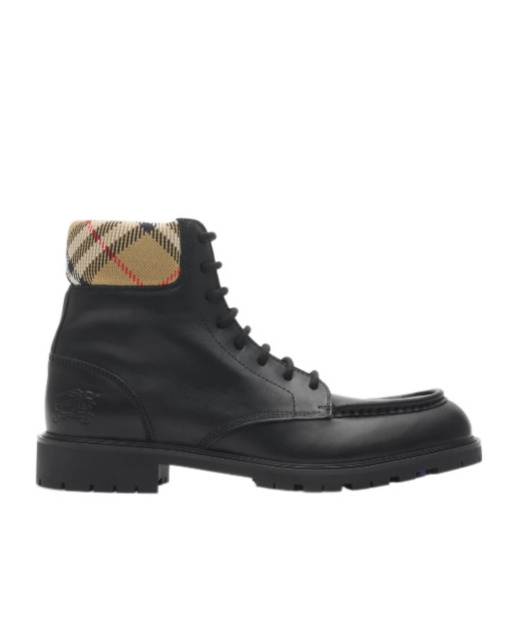 Burberry Leather Ankle Boots Round Toe In Black