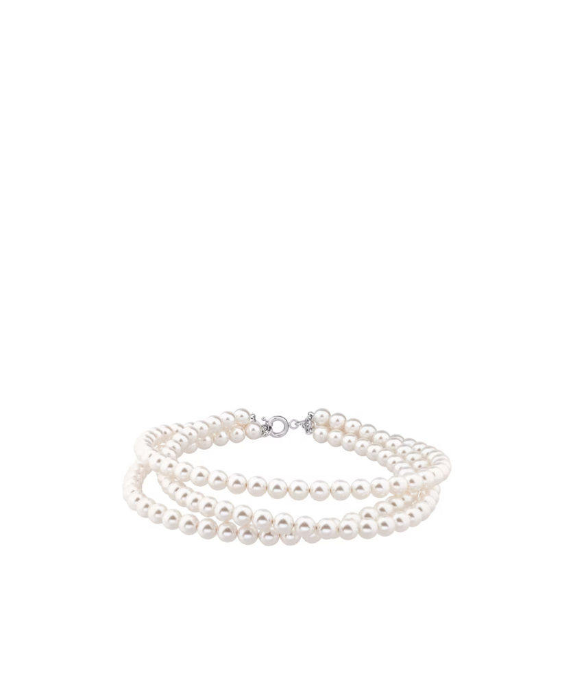 Balenciaga Women's Pearl 3-row Choker In Shiny Silver/white In White