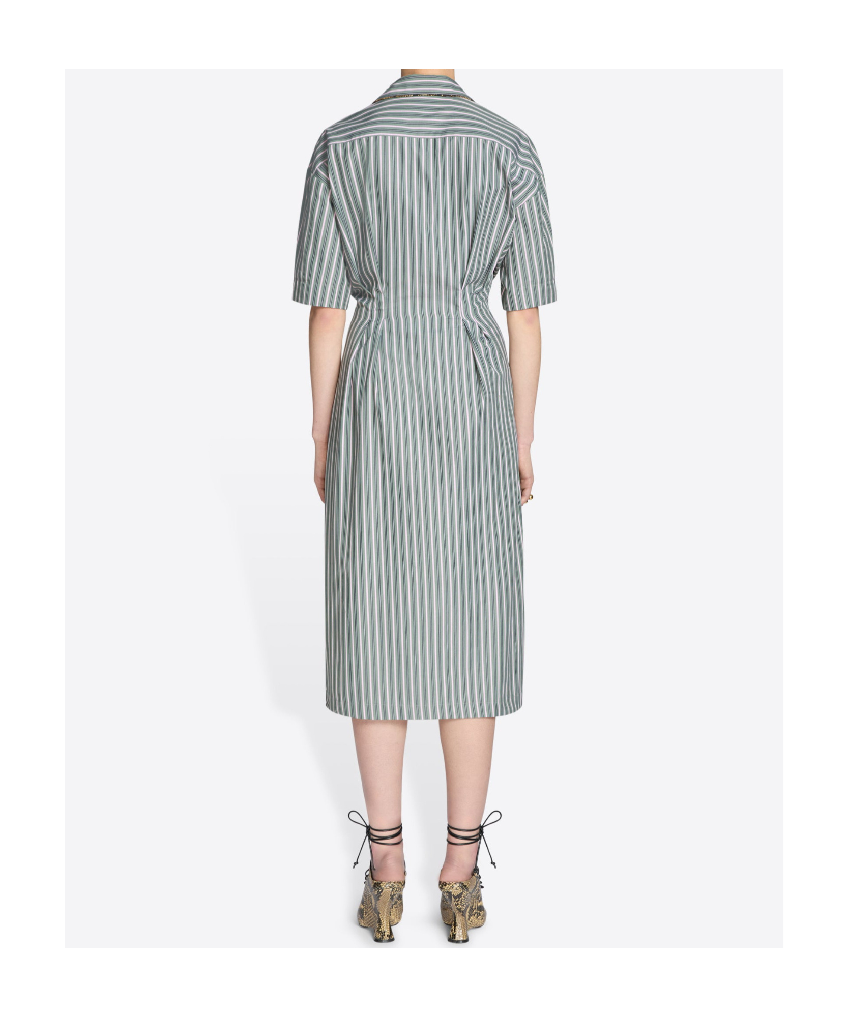Dries Van Noten Striped Cotton Dress In Gray