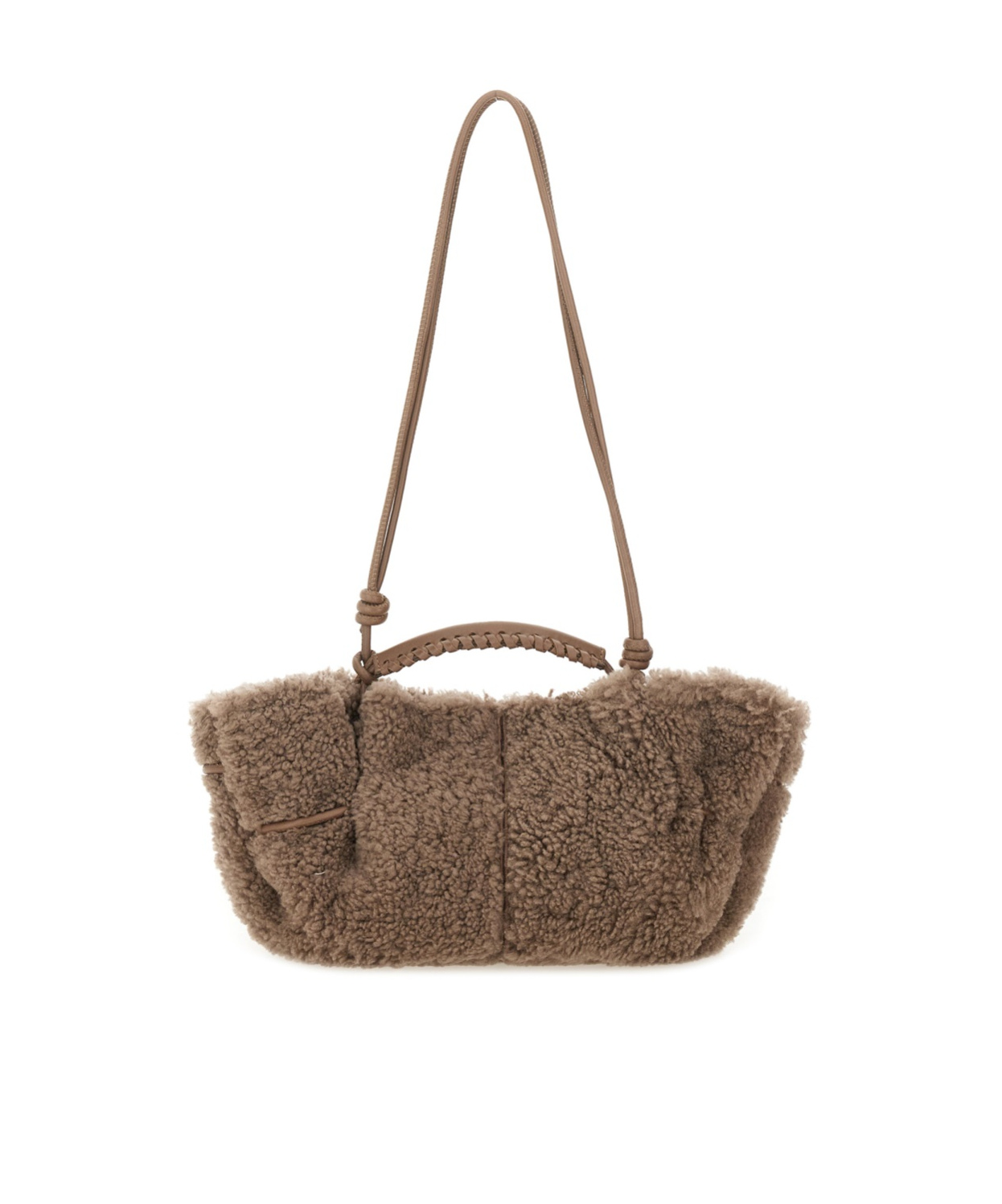 Hereu Textured Shoulder Bag Knotted Strap In Brown