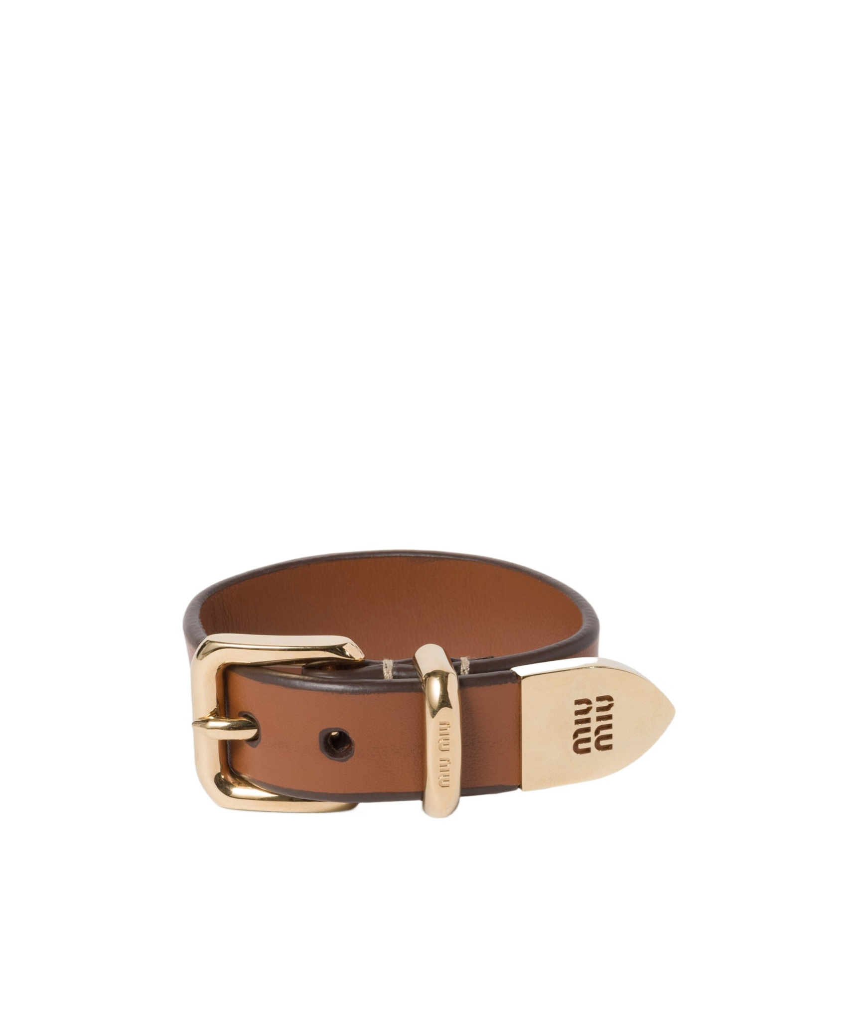 Miu Miu Leather Bracelet In Yellow