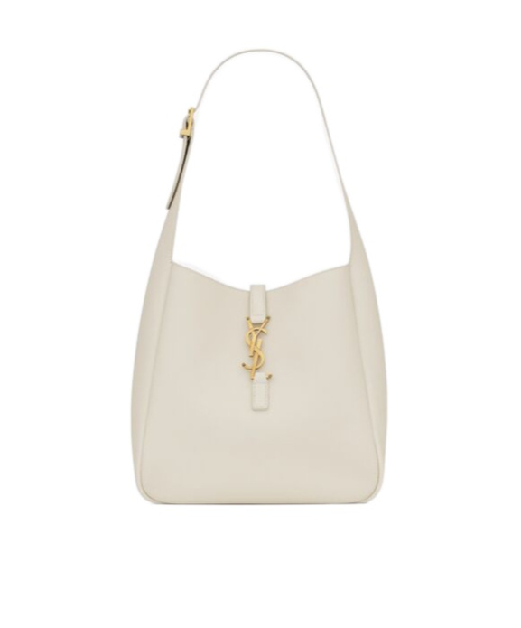 Saint Laurent Le 5 À 7 Supple Small In Grained Leather In White