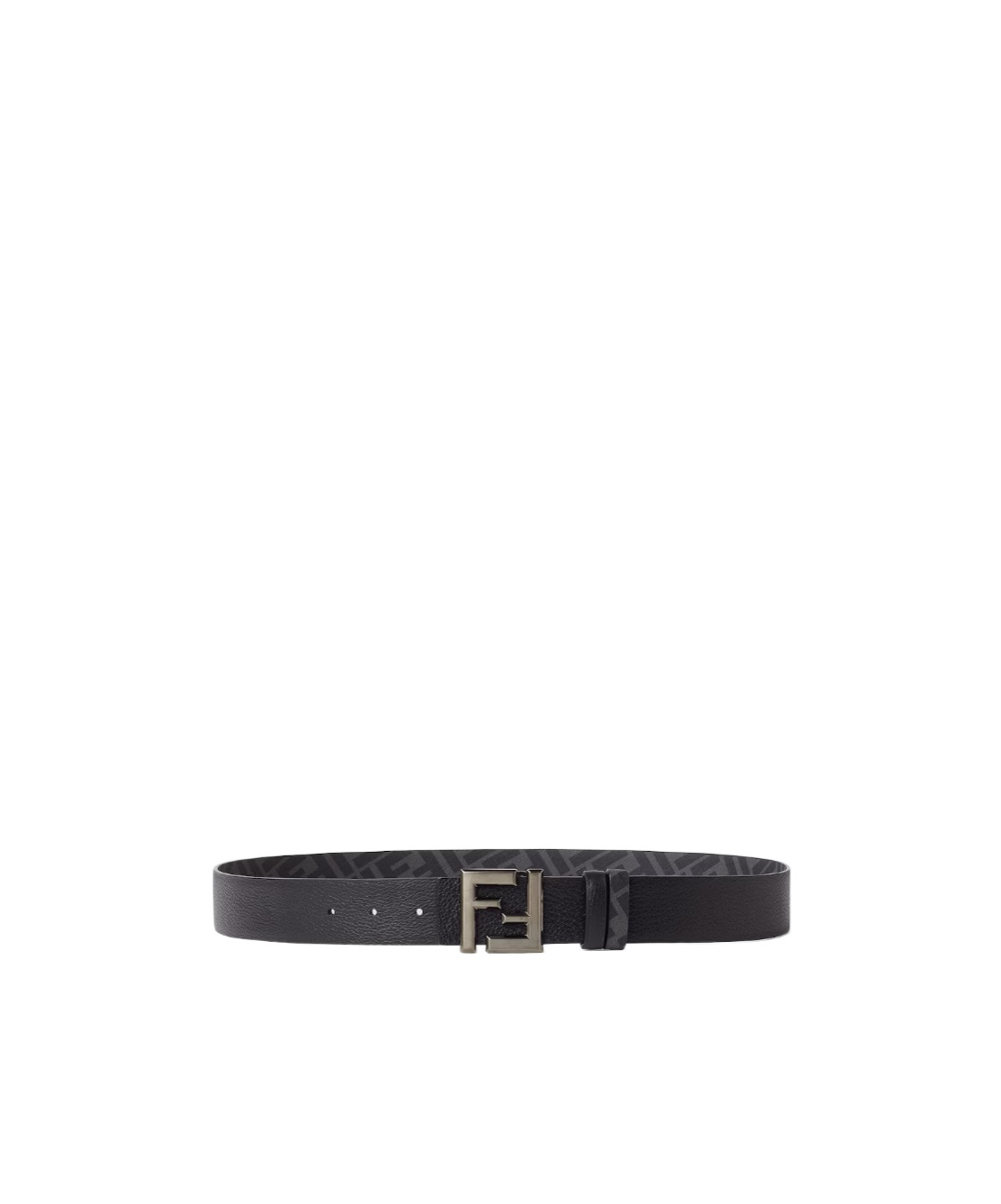 Fendi Black Leather And Ff Canvas Reversible Belt In Gold