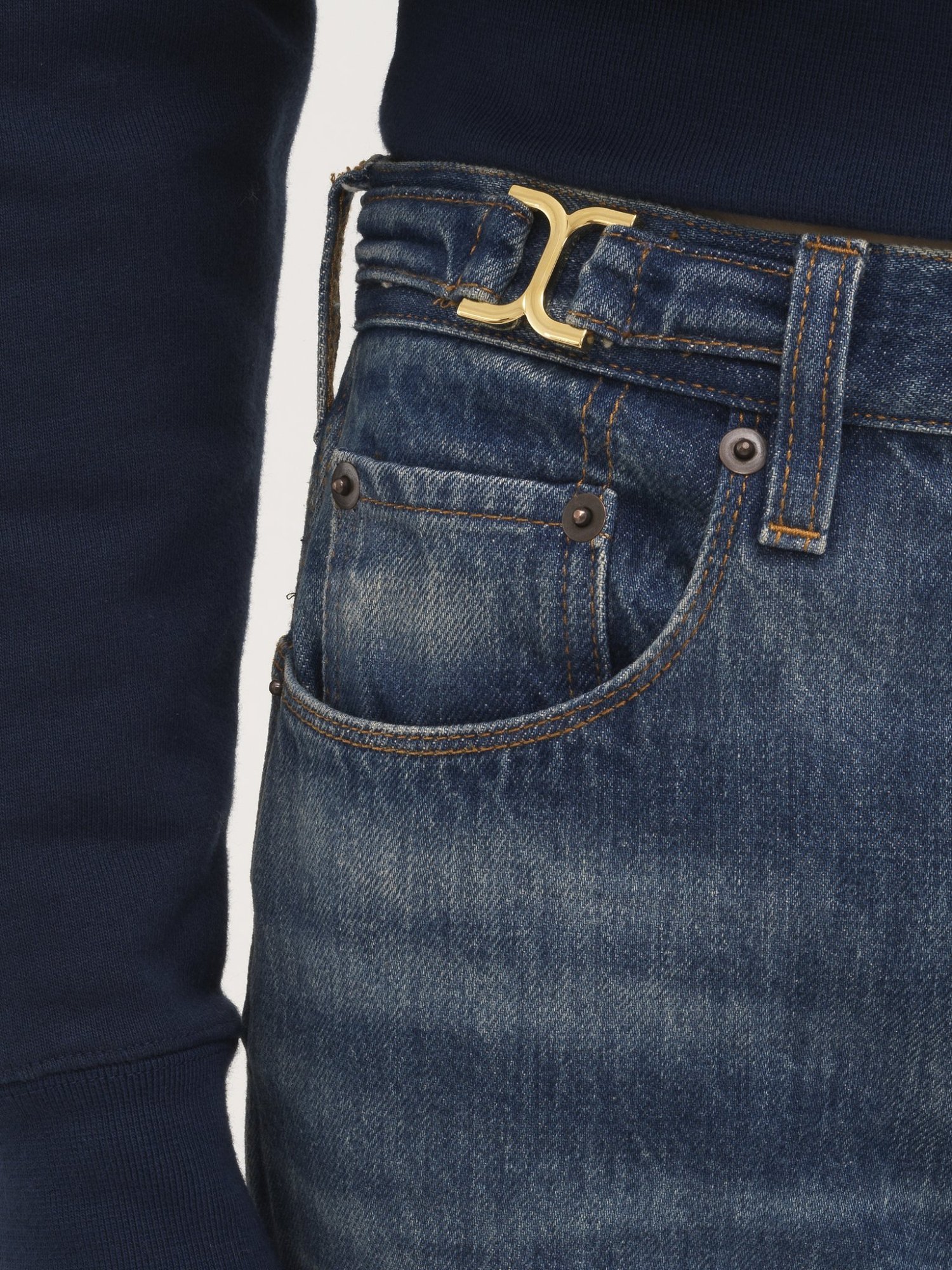 Chloé Snake Capsule High Rise Jeans In Blue