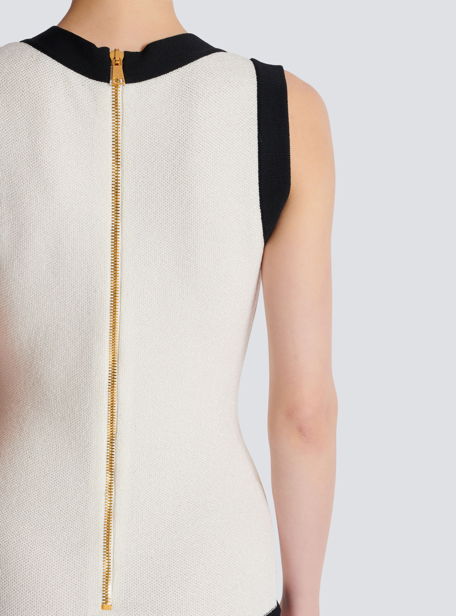 Balmain Knitted Sleeveless Mini Dress In White
