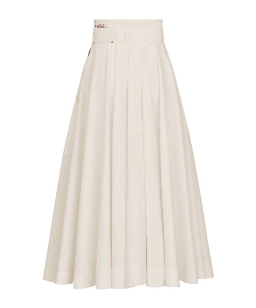 Dior Button Mid-length Skirt In White
