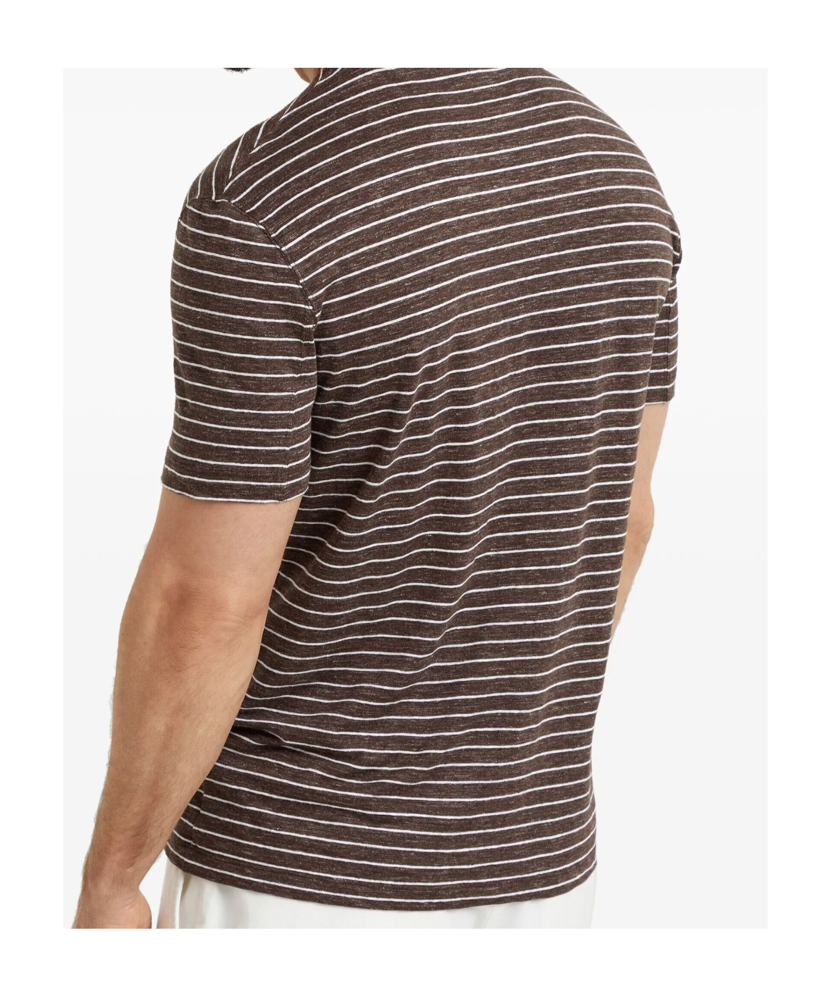 Brunello Cucinelli T-shirt Linen Stretch Striped Pattern In Brown