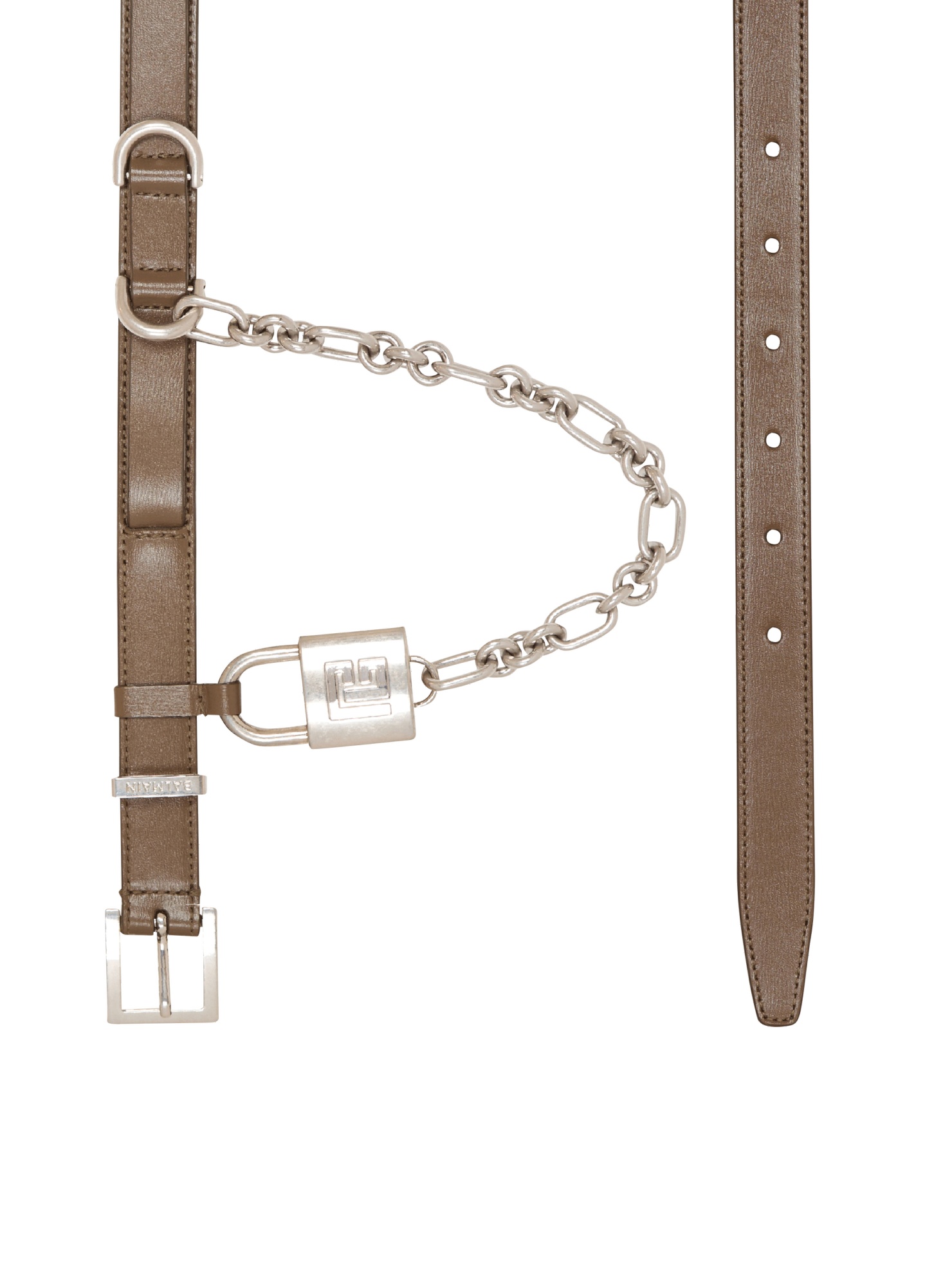 Balmain Leather Padlock Sync Belt In Brown