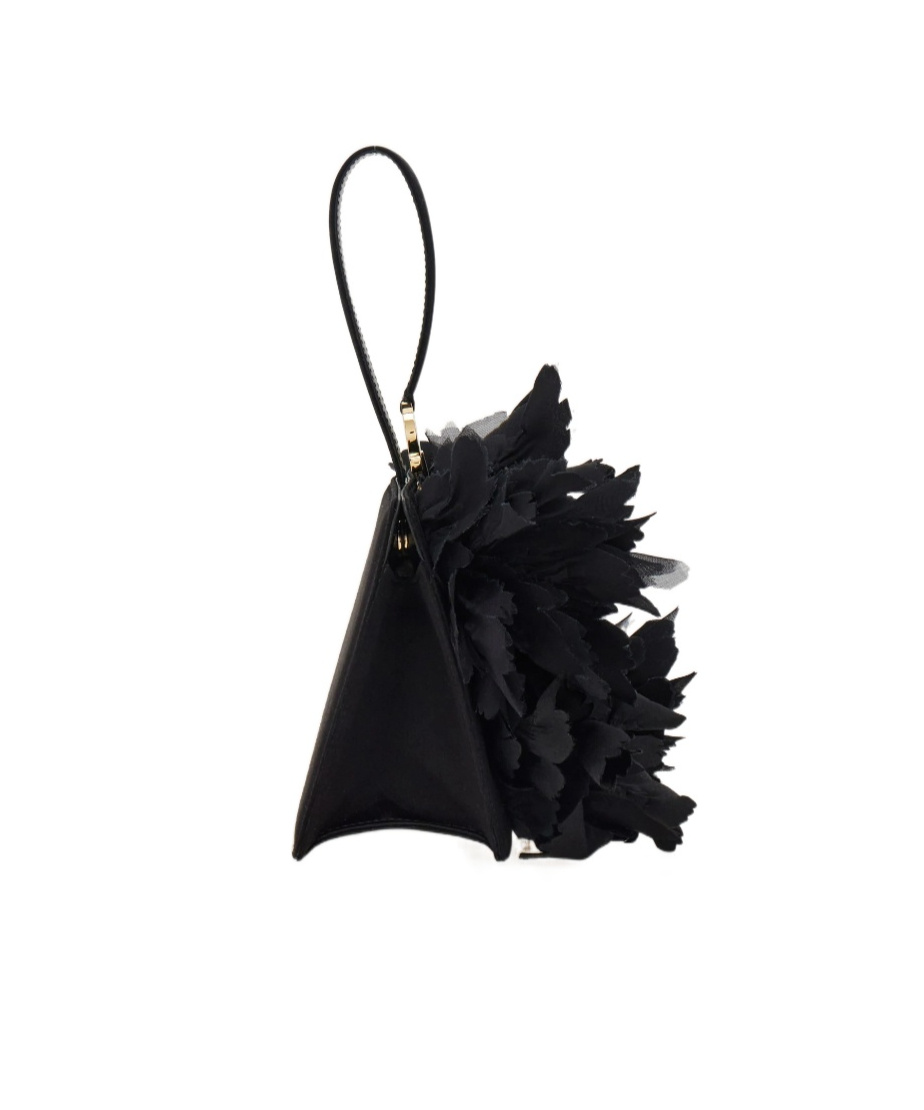 Ferragamo Mini Clutch With Floral Detailing In Black