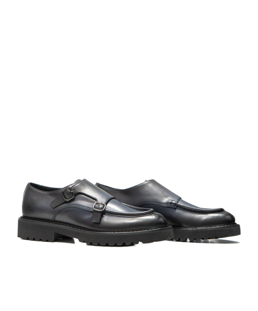Doucal's Double-buckle Monk Shoes In Black