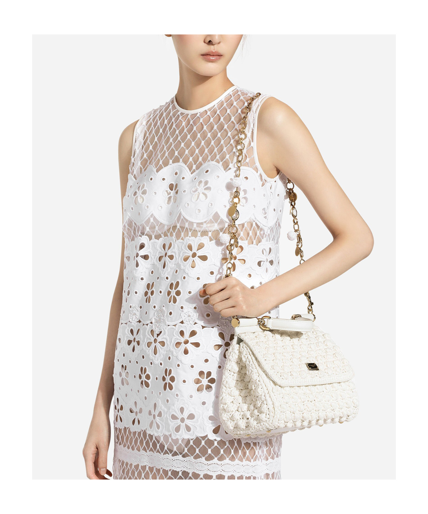 Dolce & Gabbana Large Sicily Interwoven Tote Bag In White