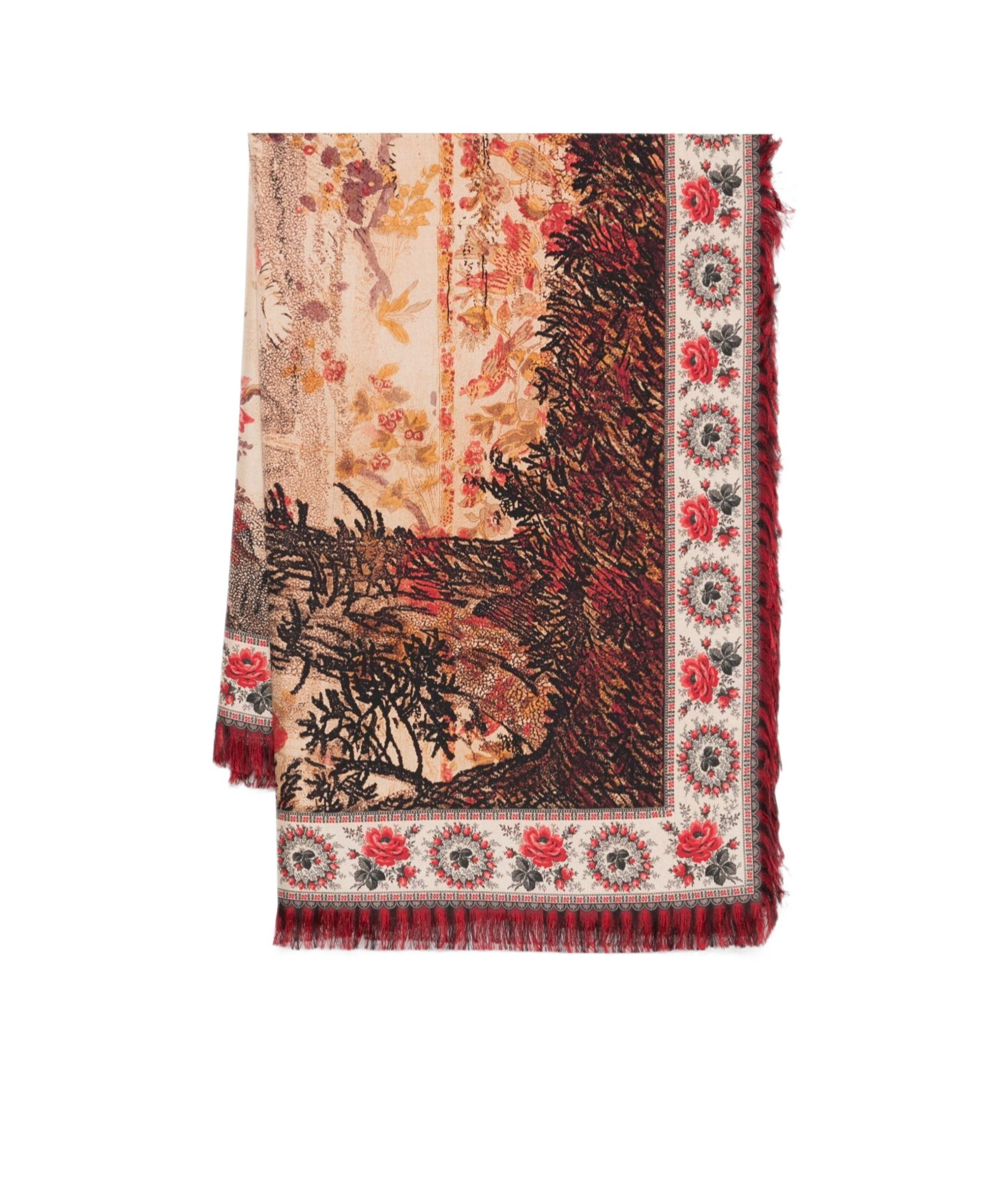 Shop Pierre-louis Mascia Fringed Silk Scarf In Nude