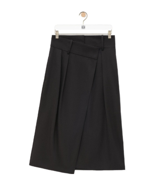 Loewe Asymmetric High-waisted Wrap Skirt In Black