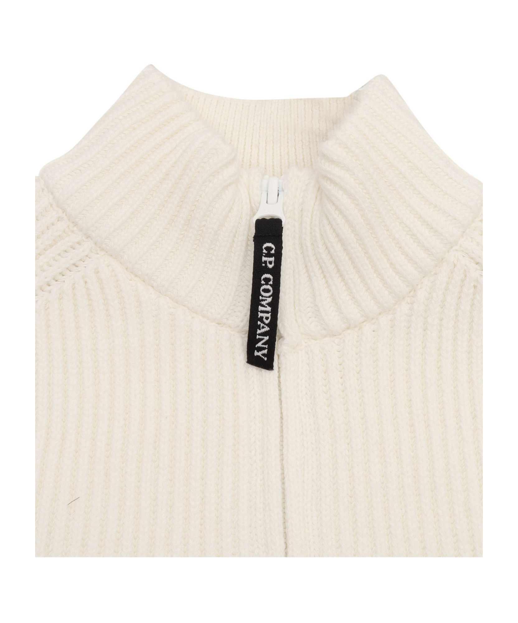 C.p. Company Zipped Sweater In White