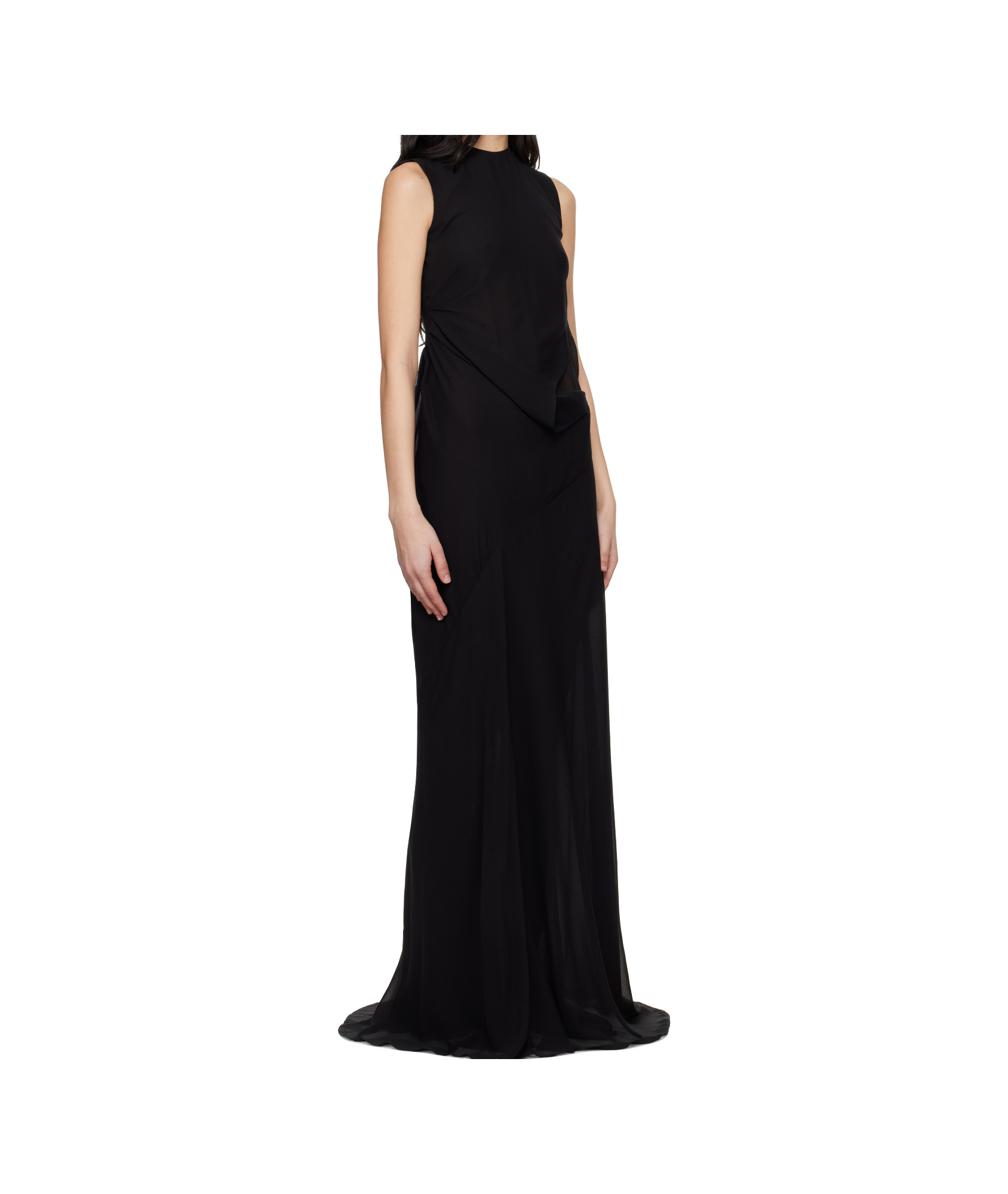 Ann Demeulemeester Black Leah Long Asymmetric Maxi Dress In Black