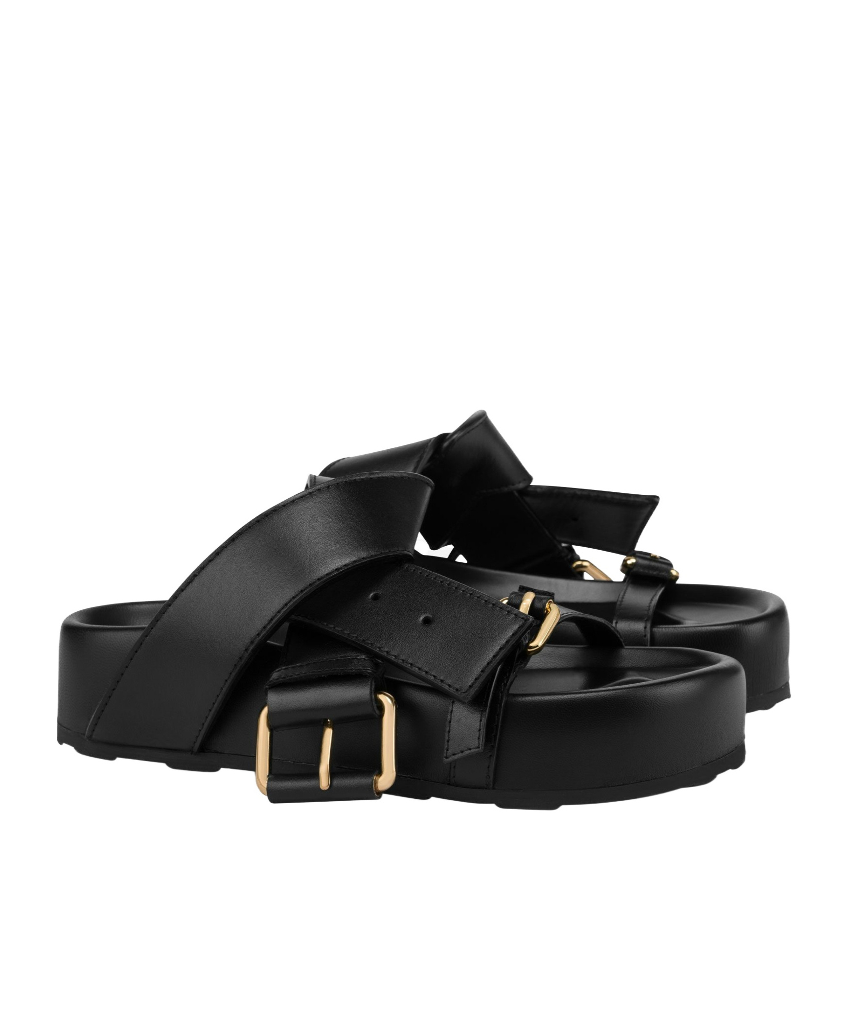 Moschino Belted Sandals In Black