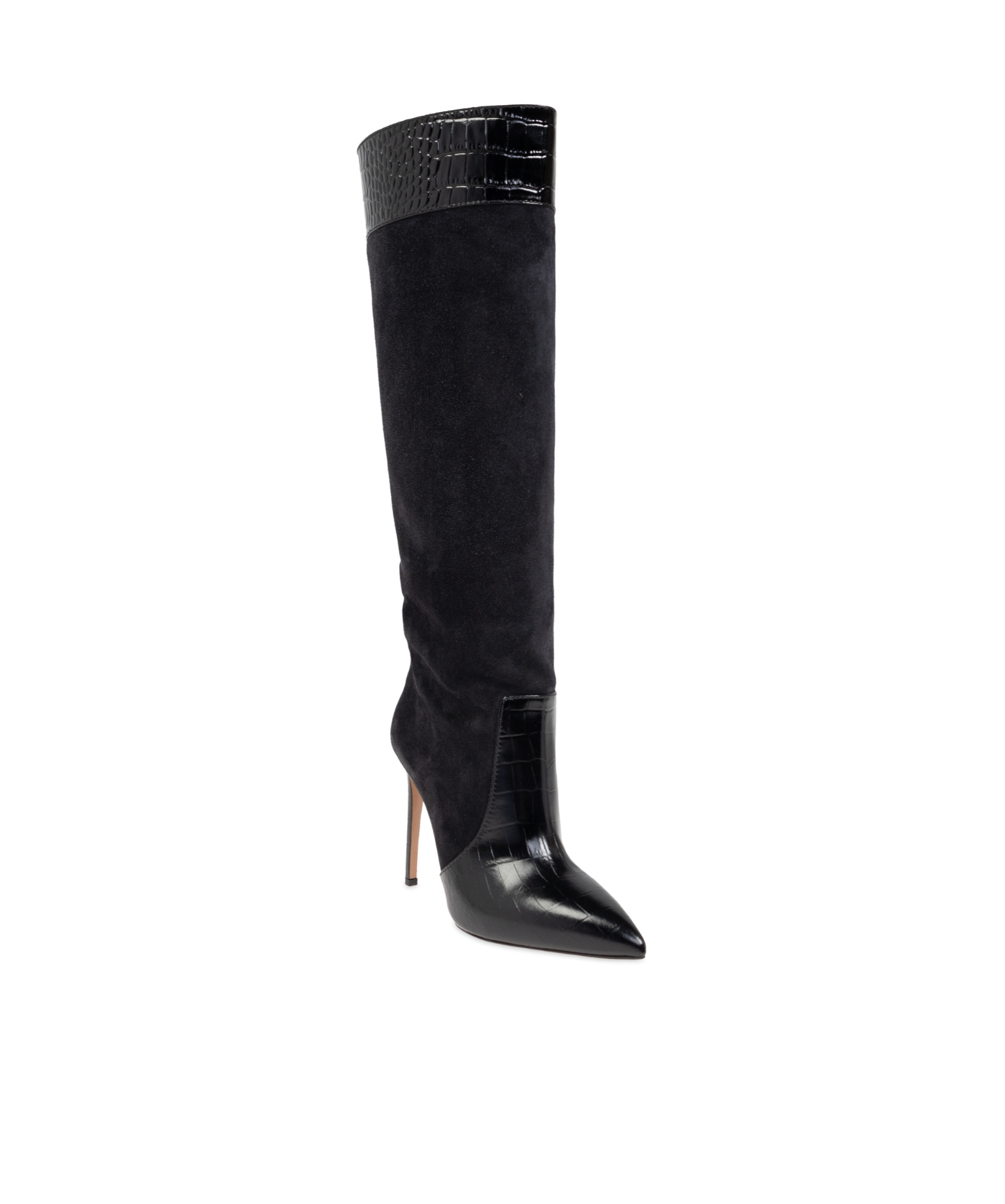 Shop Paris Texas Embossed Point-toe Stiletto Boots In Black