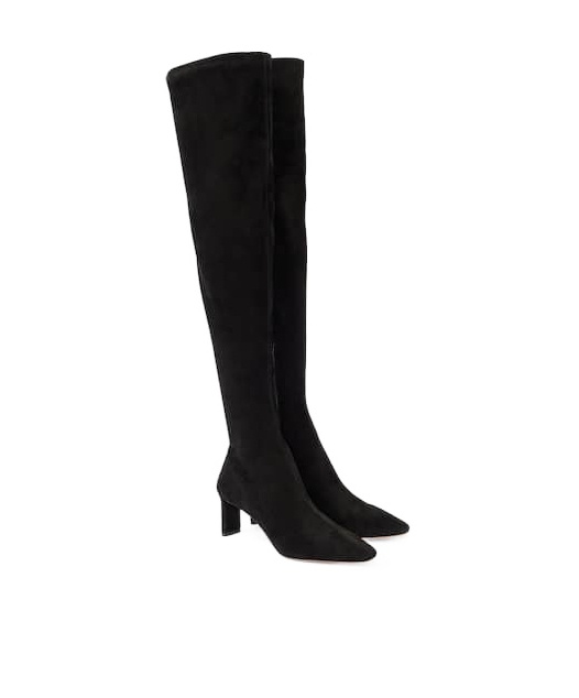 Aquazzura Solid Suede Knee-high Boots In Black