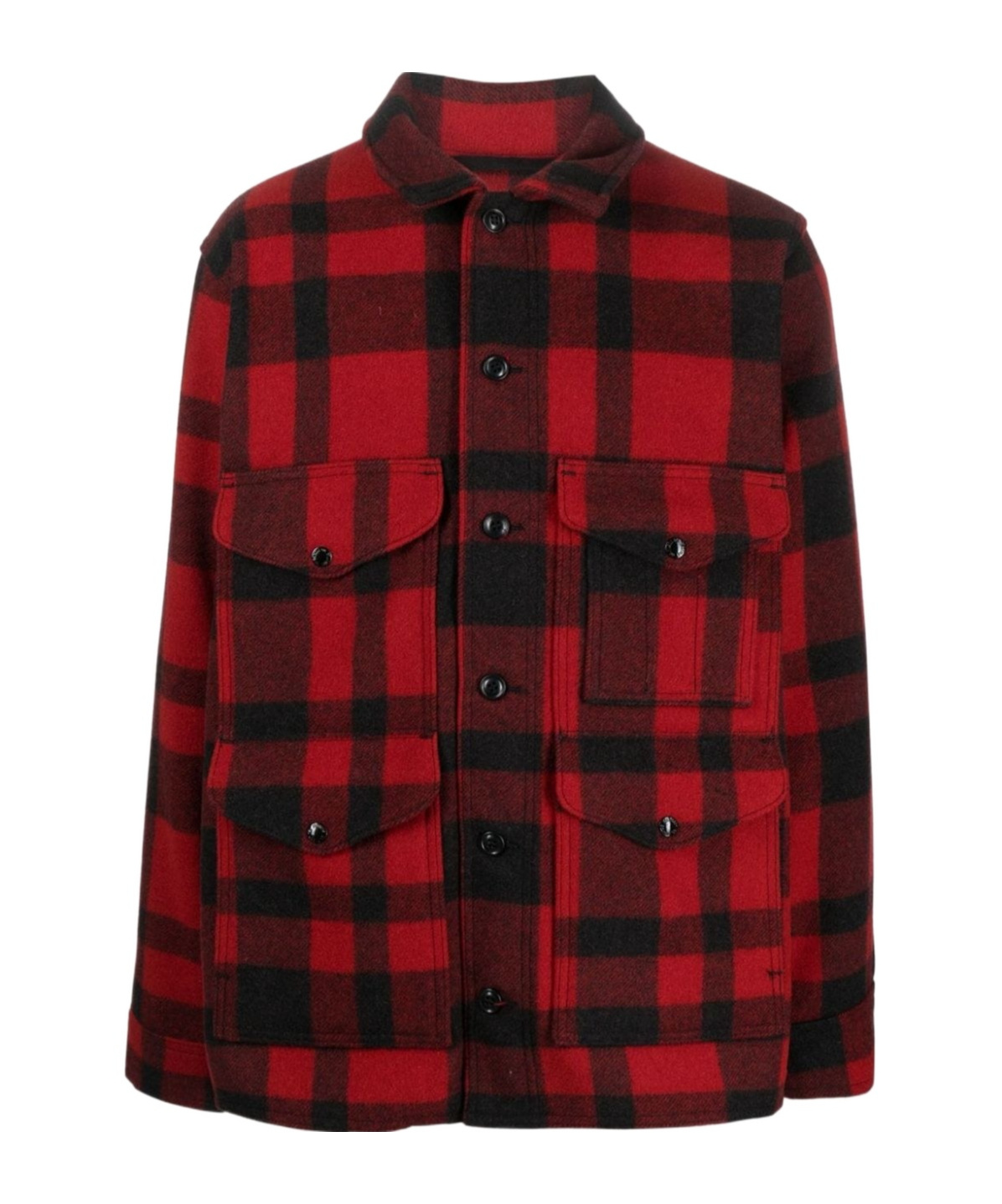 Filson Mackinaw Plaid Wool Shirt Jacket In Red