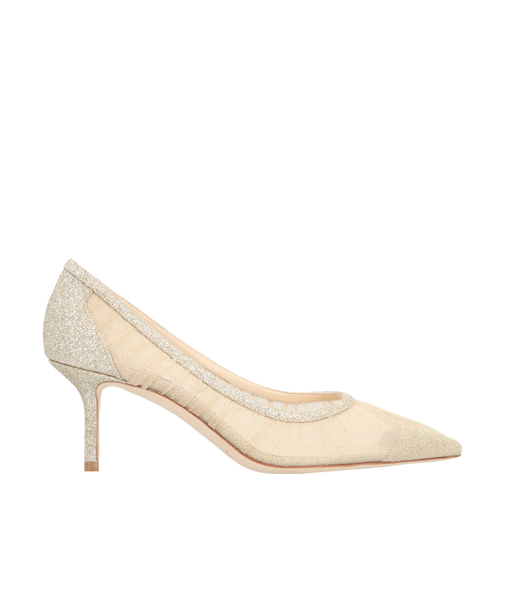 Jimmy Choo Love 65mm Glitter Mesh Pumps In Nude