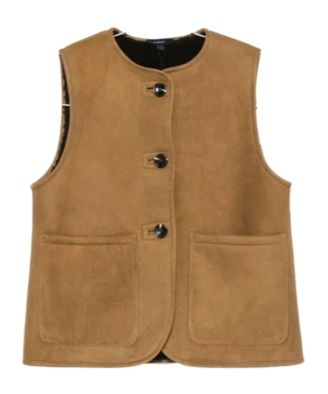 Soeur Buttoned Suede Waistcoat In Brown