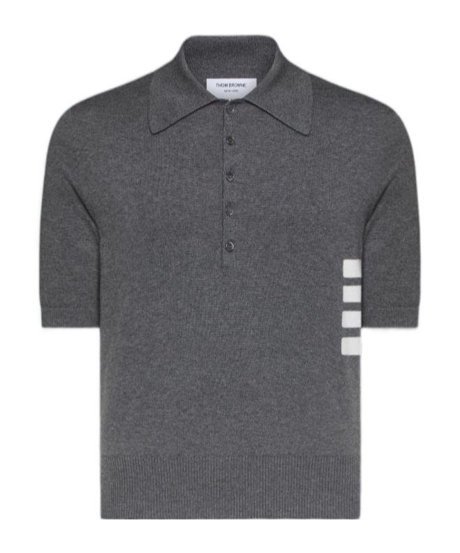 Thom Browne 4-bar Cotton Polo Jumper In Black