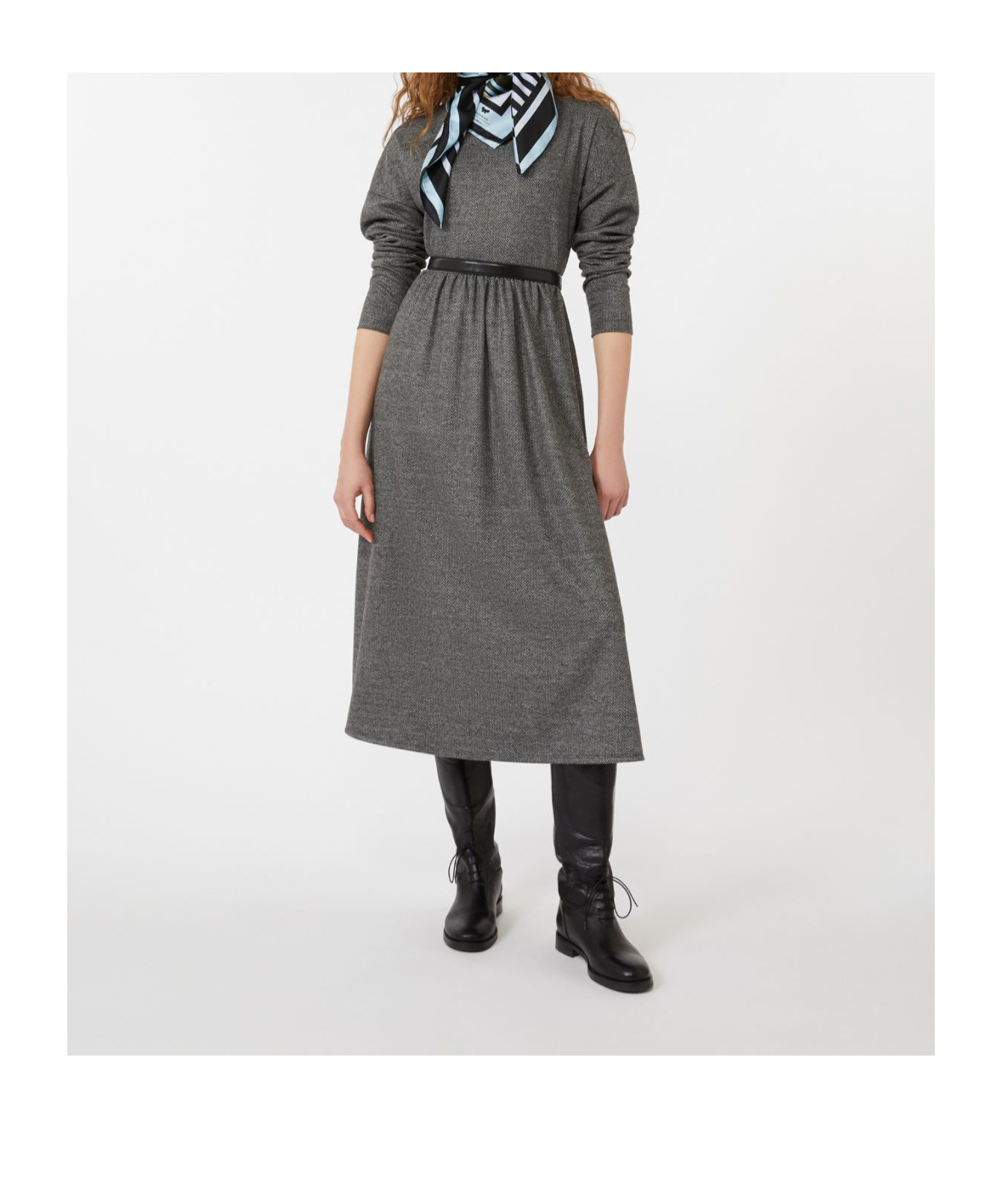 Weekend Max Mara Long-sleeved Dress In Gray