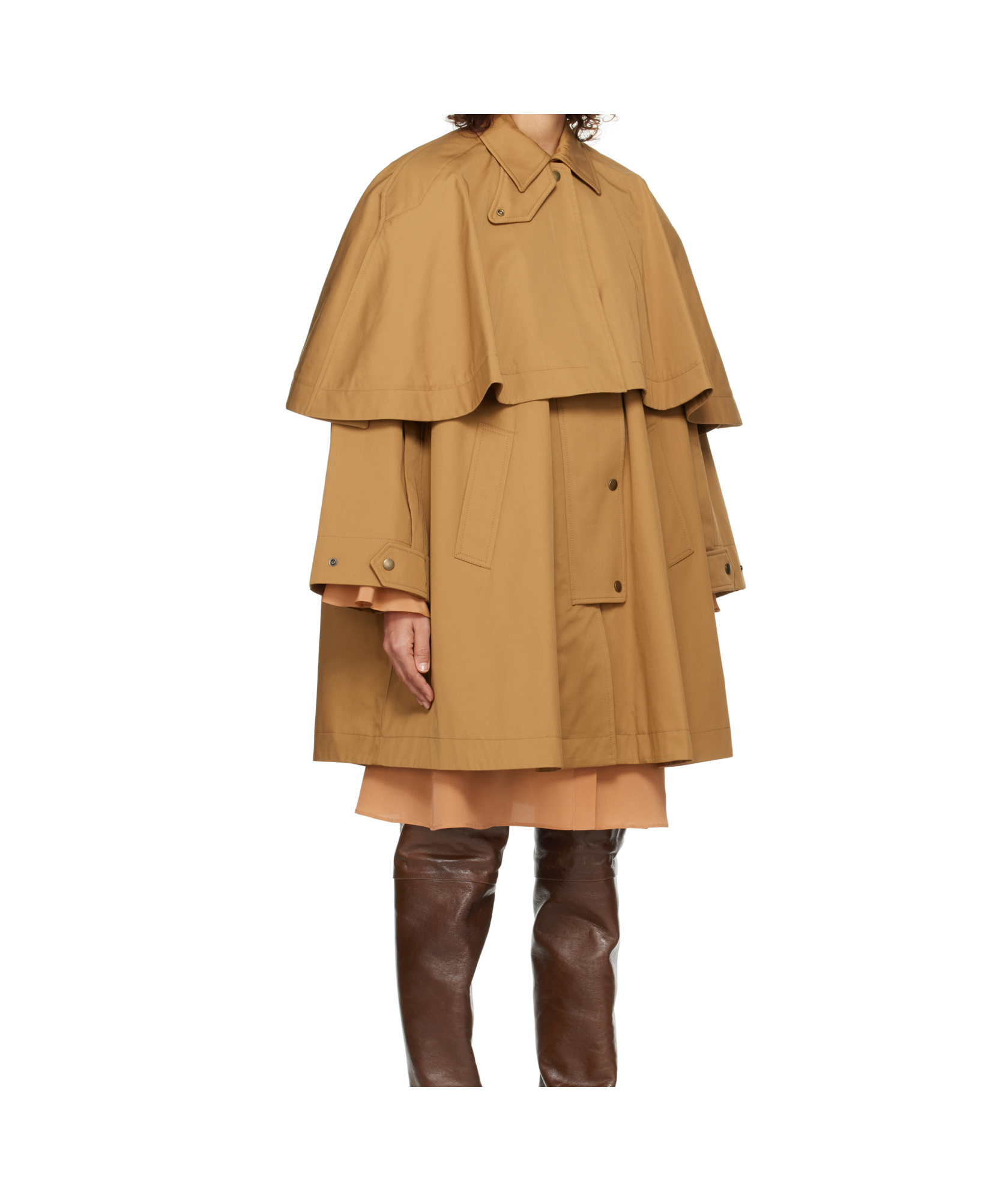Chloé Tan Capelet Jacket In Brown