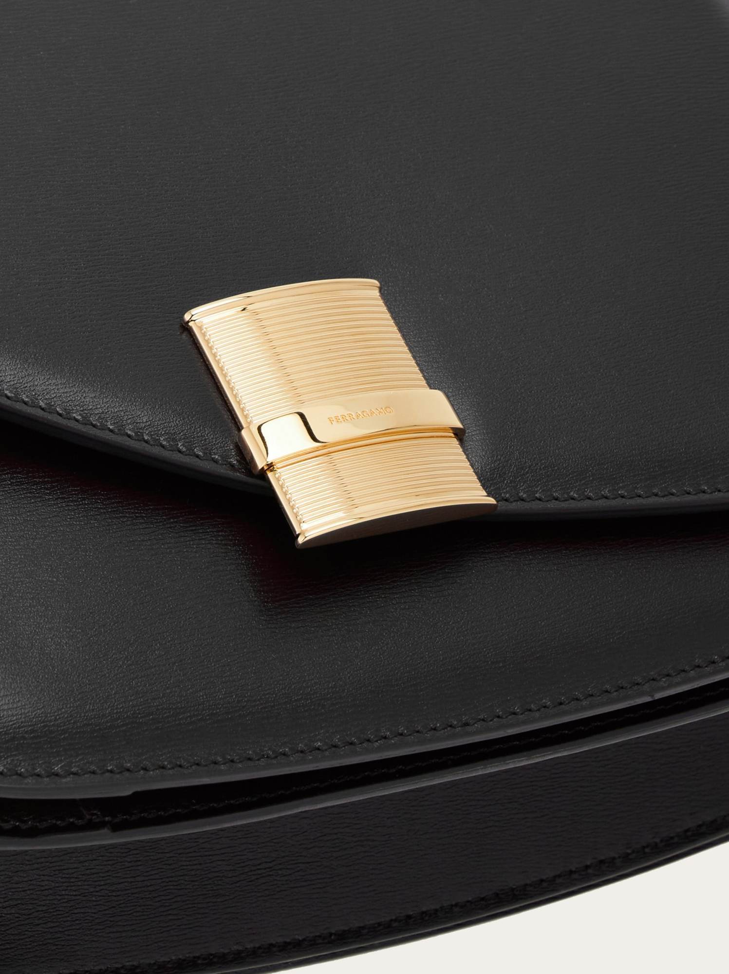 FERRAGAMO ASYMMETRICAL FRONT FLAP SHOULDER BAG