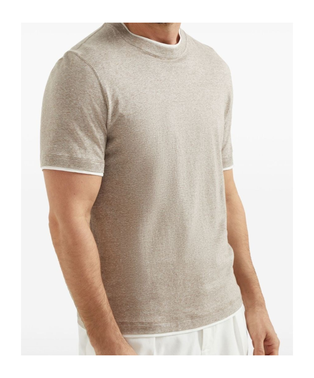 Brunello Cucinelli Faux-layering T-shirt In Nude