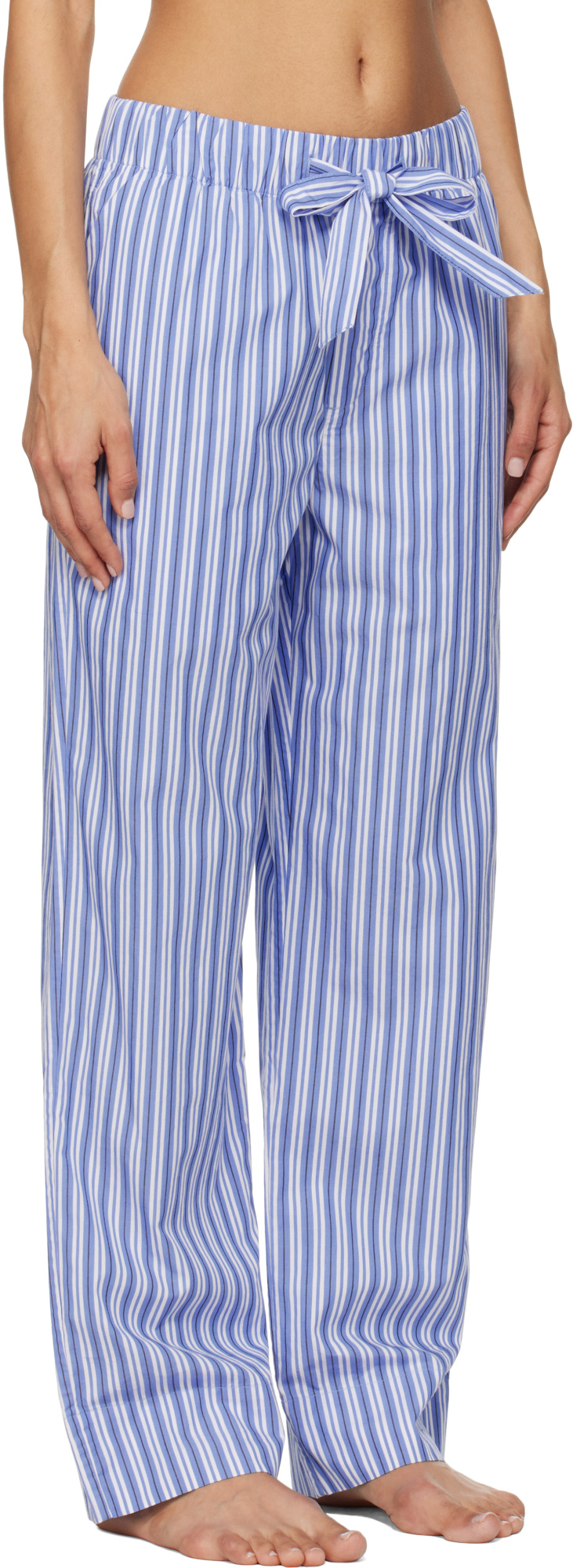 Tekla Striped Poplin Pajama Pants In Multi