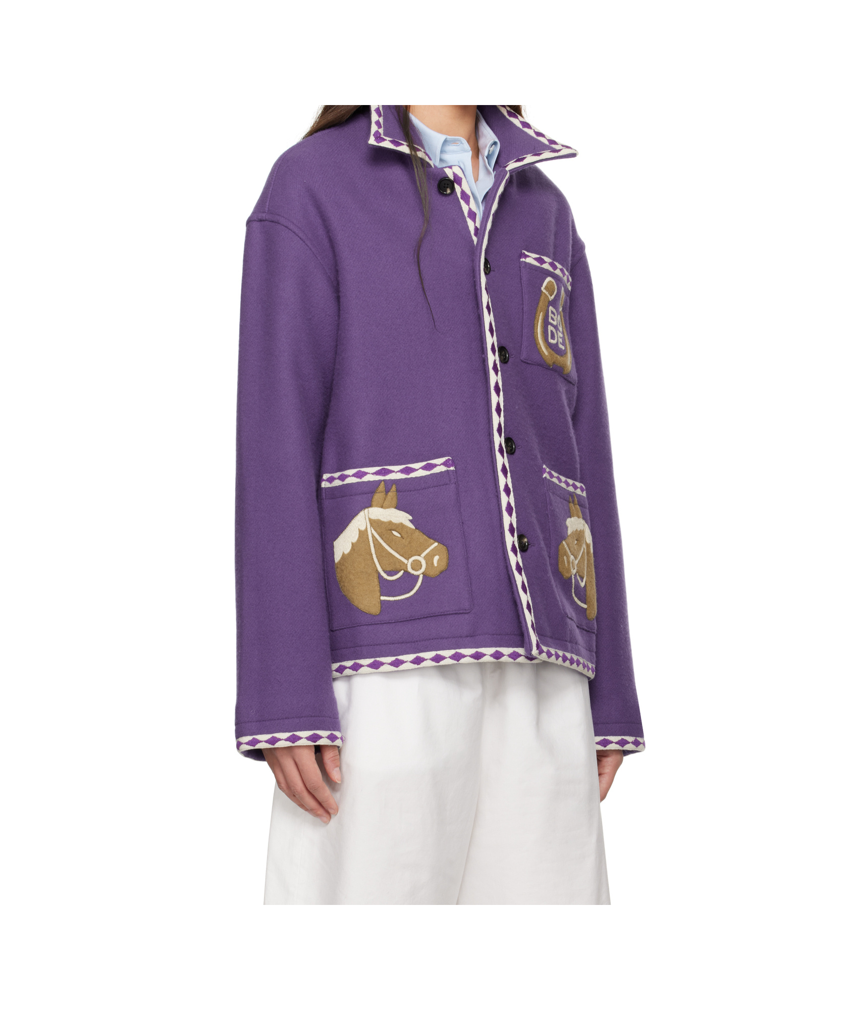 Bode Long Sleeve Casual Jacket In Purple