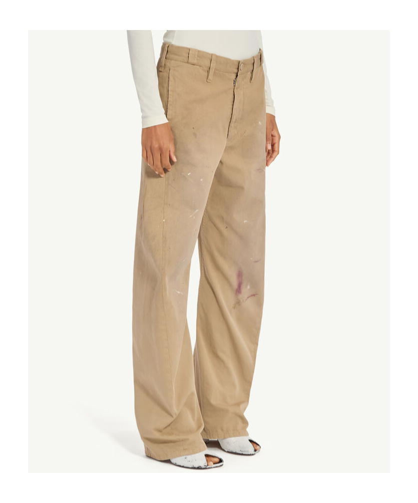 Mm6 Maison Margiela Mm6 By Maison Margiela Relaxed Fit Beige Bermudas With Artistic Distressing In Sand Beige