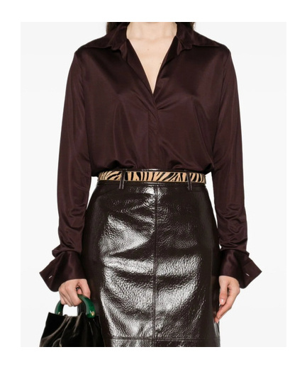 Dries Van Noten Long Sleeve Shirt In Brown