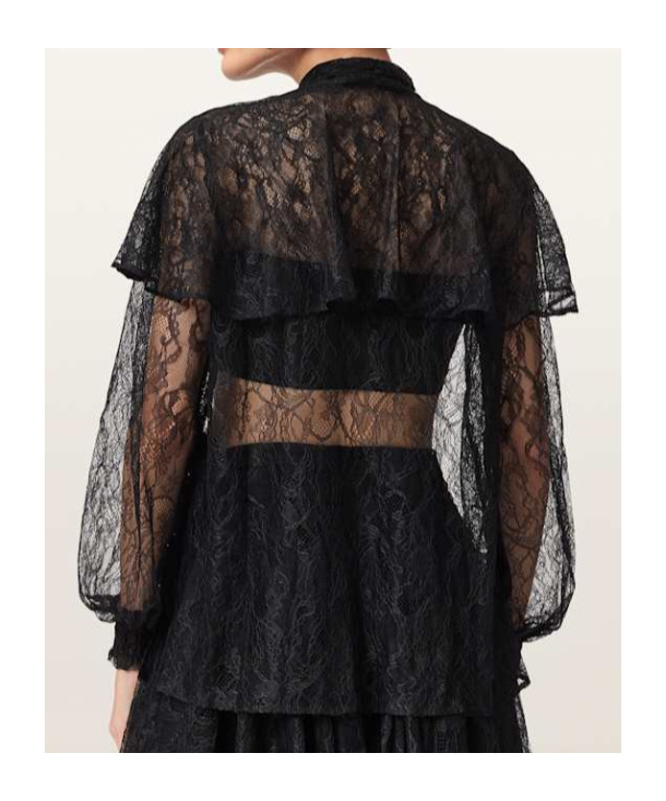 Allsaints Athena Lace Tie Shirt In Black