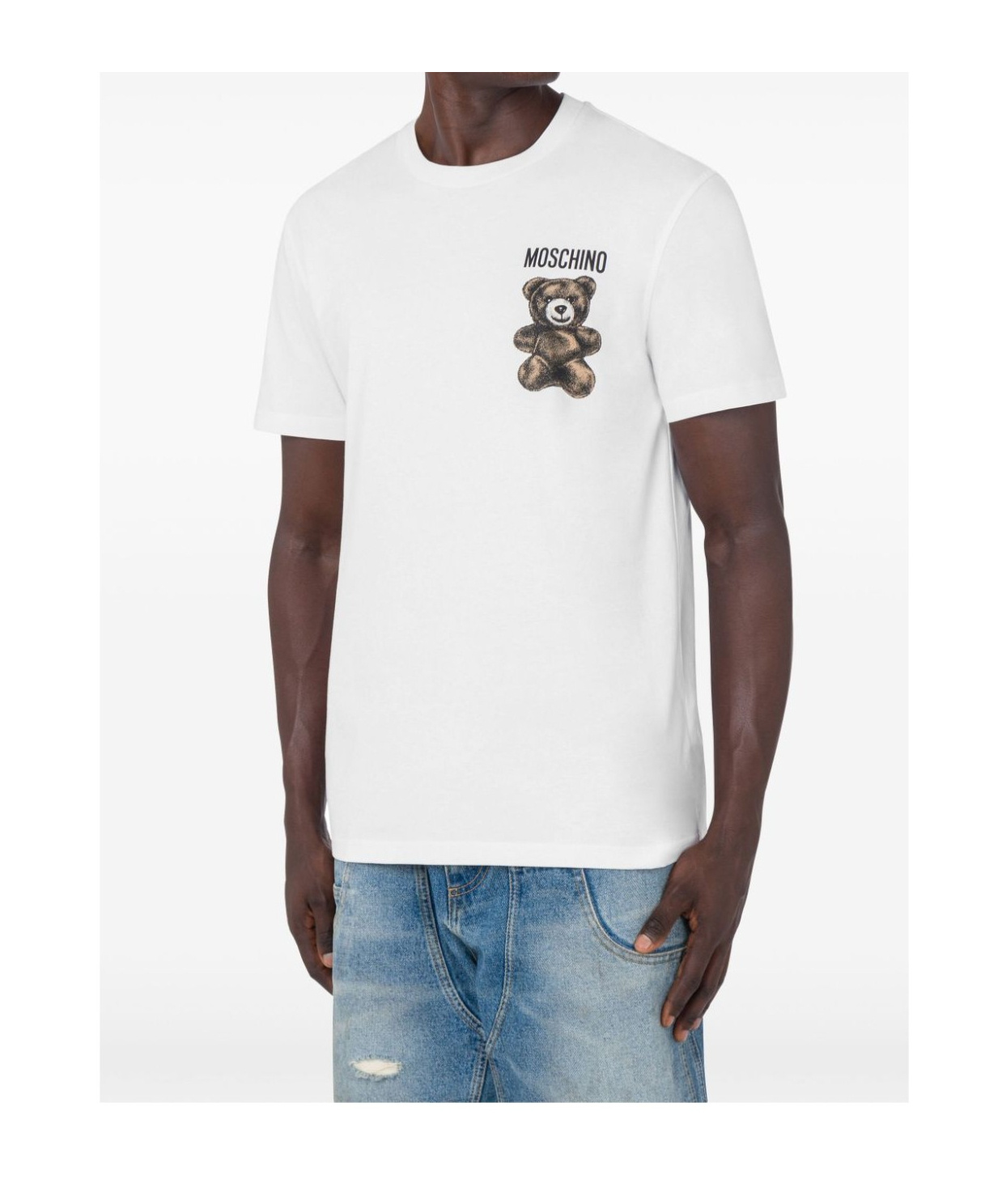 Moschino Teddy Logo Print Crewneck T-shirt In White