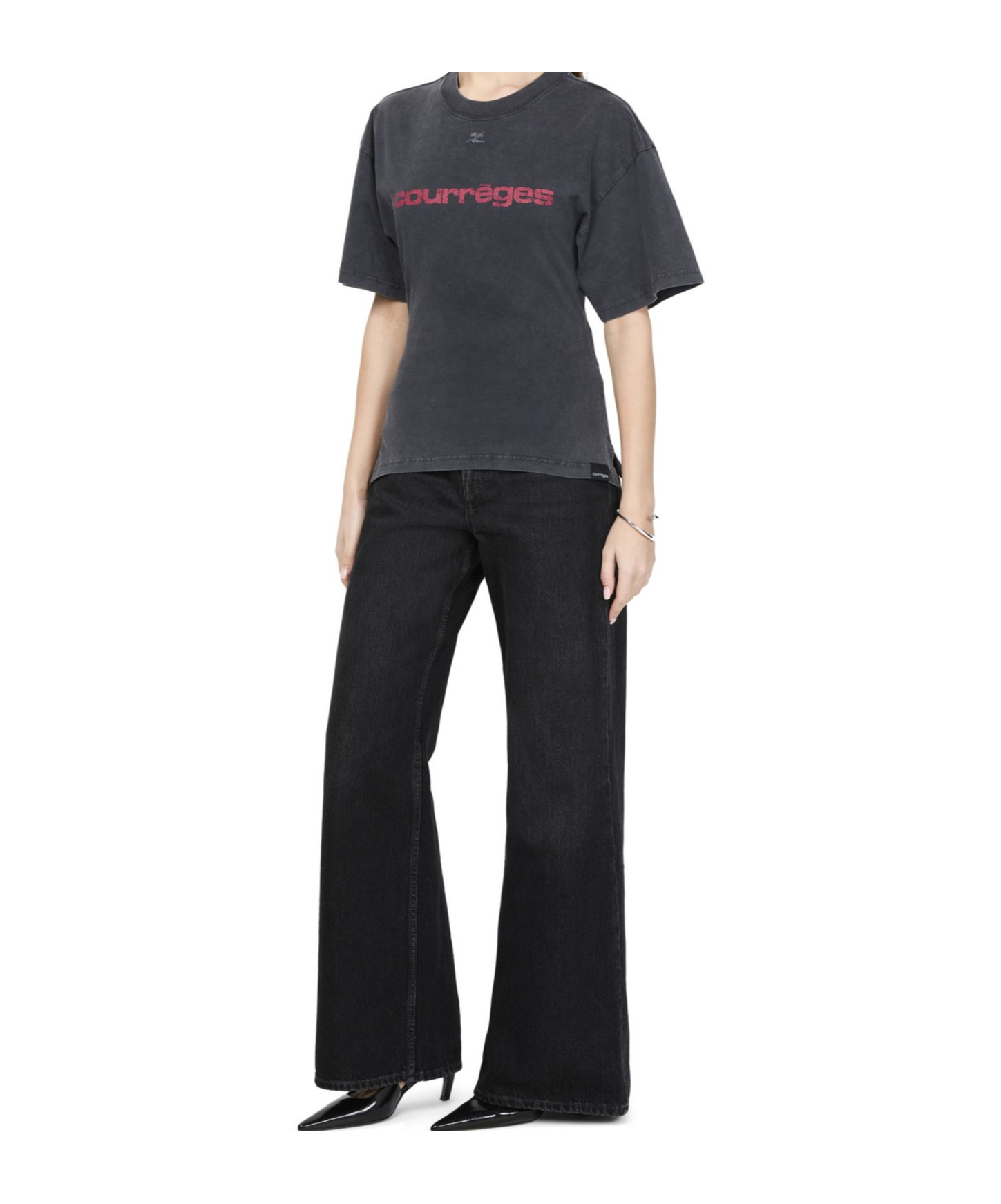 Courrèges Courreges Women Courreges Belted Printed Stone T-shirt In Black