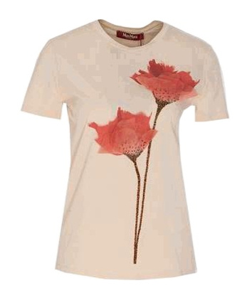 Max Mara Studio Azzurro Floral Embellished T-shirt In Pink