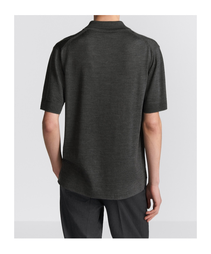 Dior Short-sleeved Wool Polo Shirt In Black