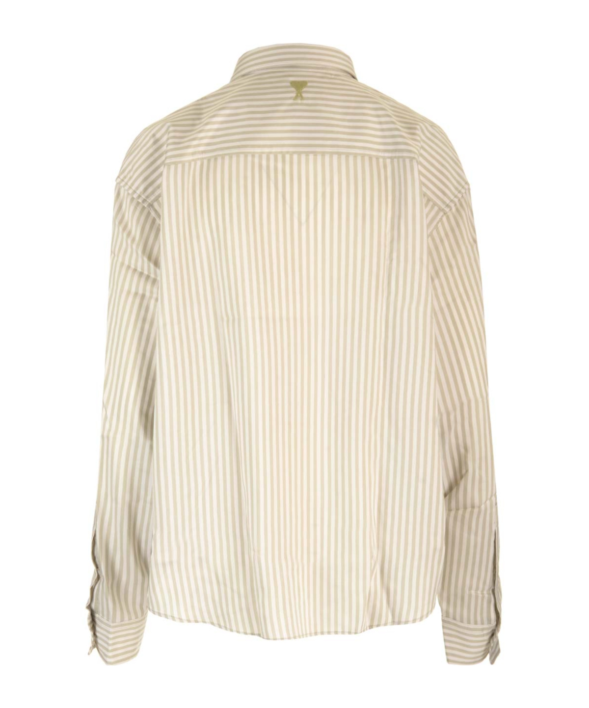 Ami Alexandre Mattiussi Ami Paris Ami De Coeur Striped Button-up Shirt In Nude