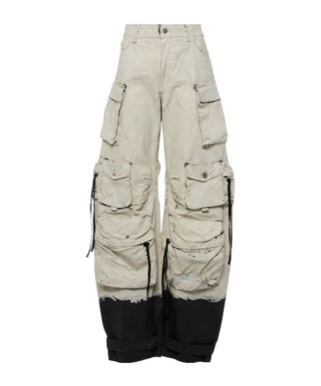 Attico Denim Cargo Pants In Gray