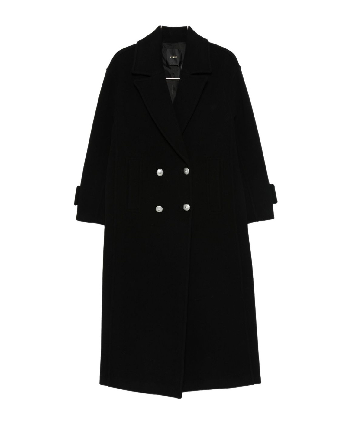 Pinko Double-breasted Coat In Black
